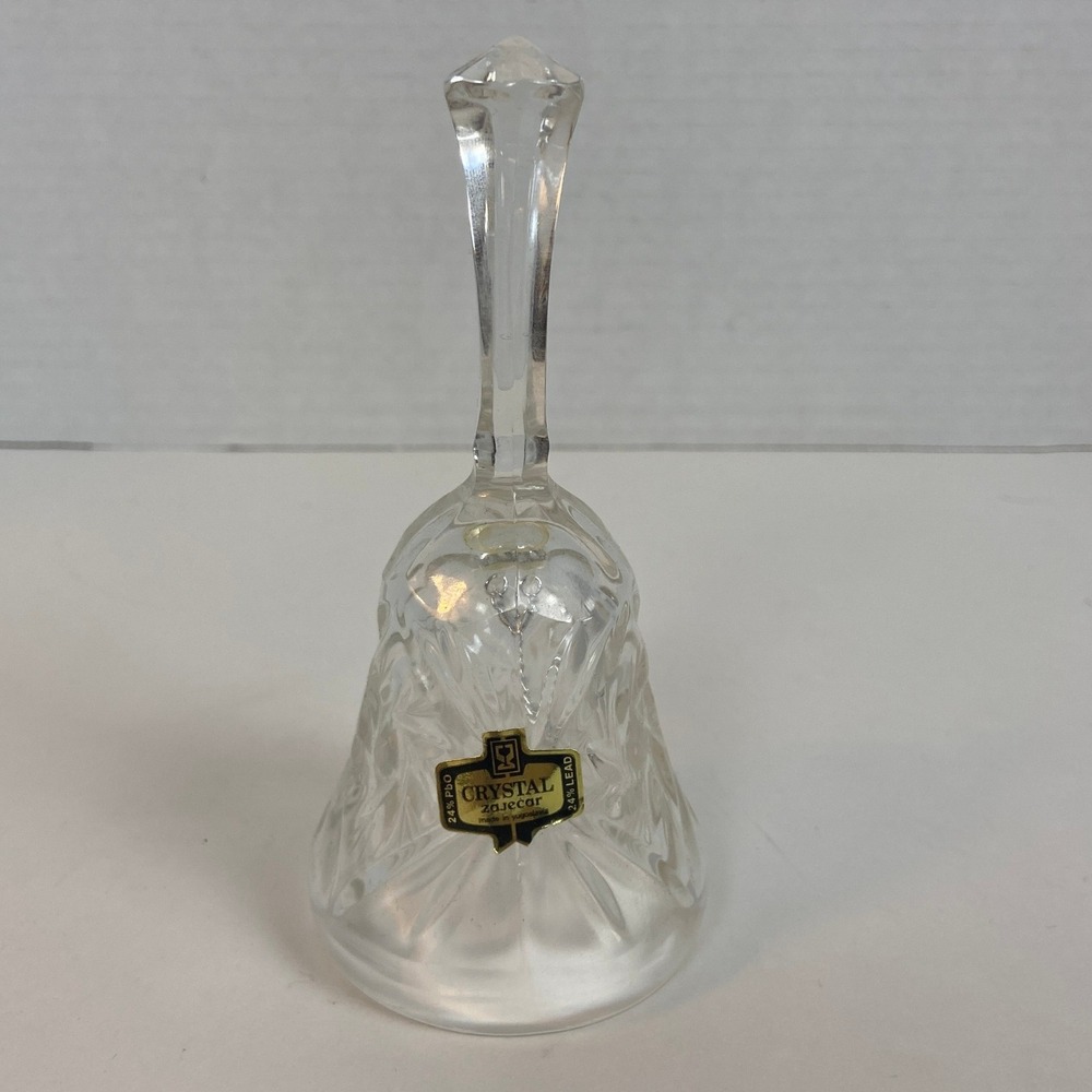Vtg Crystal Zajecar 24 Lead Crystal Bell Vintage Yugoslavia Starburst Cut Glass